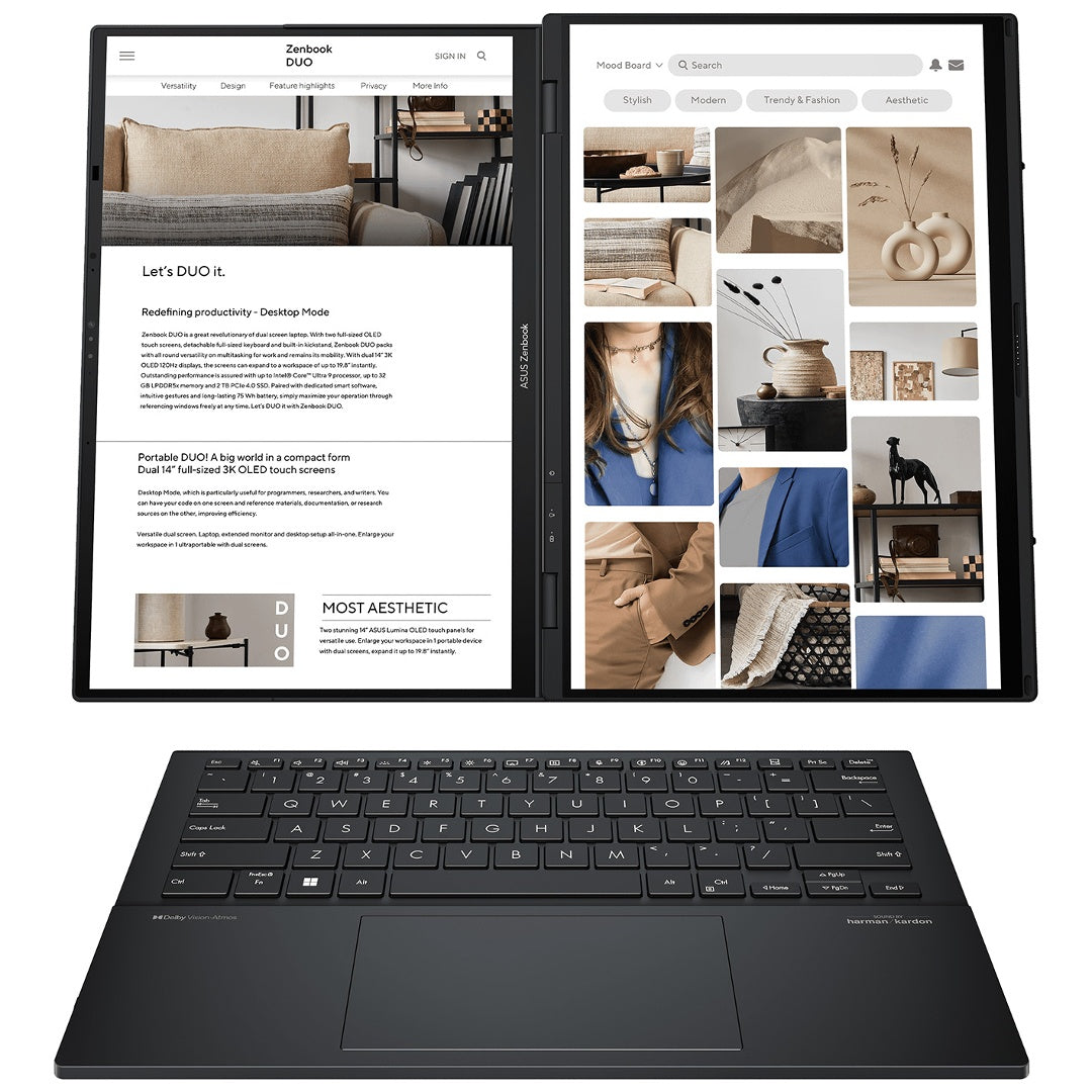 Notebook Asus Zenbook Duo Core Ultra 9 5.4Ghz, 32GB, 2TB SSD, DUAL 14'' WUXGA Oled Touch