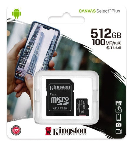 Memoria Kingston MicroSD 512GB Canvas Select Plus clase 10