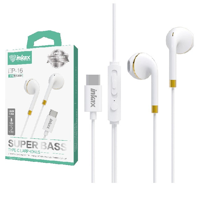Auriculares Inkax USB tipo-C blancos
