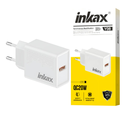 Cargador Inkax USB-A QC3.0 20w blanco