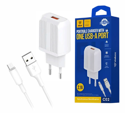 Cargador Inkax USB-A 2.1a + Cable Micro USB
