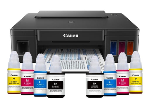 Impresora Canon Pixma G-1110 + Botellas de recarga extra