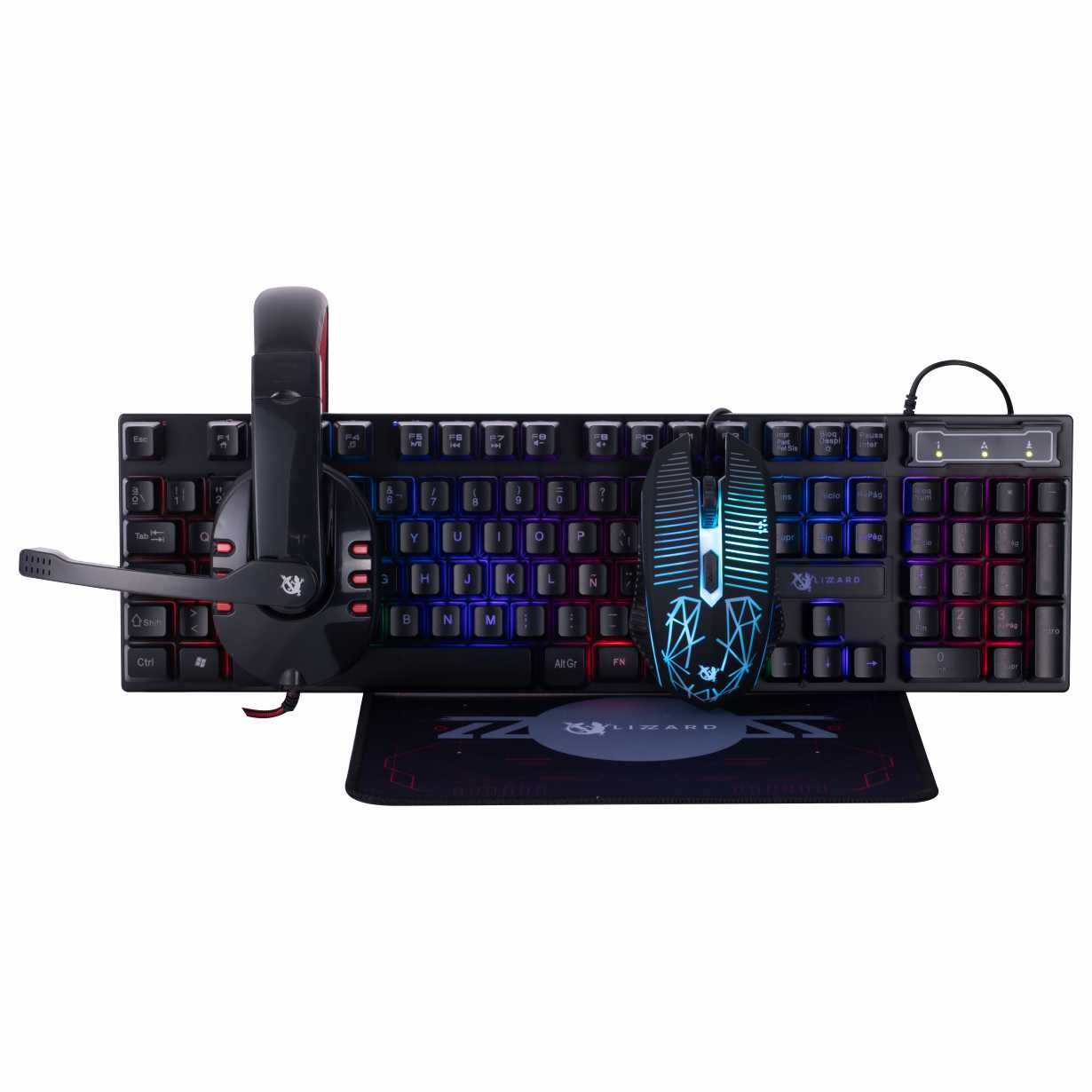 Combo X-Lizzard Gamer completo 4 en 1 